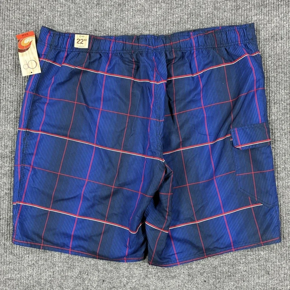 Op Board Shorts Mens 3XL Blue Plaid Swim Trunks Mesh Lined Drawstring Pockets
